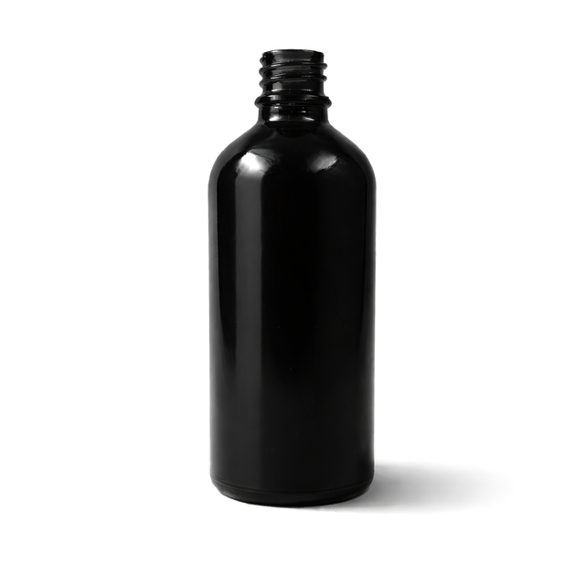 Black 100ml glass dropper bottle, empty cosmetic packaging for serums, oils and skincare formulations