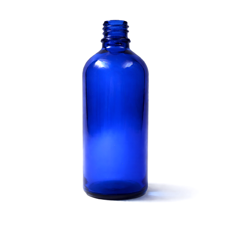 Blue 100ml glass dropper bottle, empty cosmetic packaging for serums, oils and skincare formulations