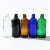 Collection of 100ml glass dropper bottle, empty cosmetic packaging for serums, oils and skincare formulations