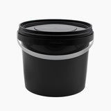 Black plastic bucket with lid – 10L size