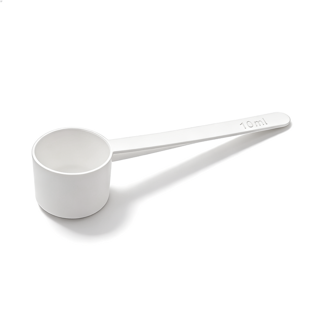 A practical and durable measuring spoon designed for accurate portioning of liquids and powders.