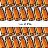 Collection of amber 10ml glass dropper bottles, empty cosmetic packaging for serums, oils and skincare formulations