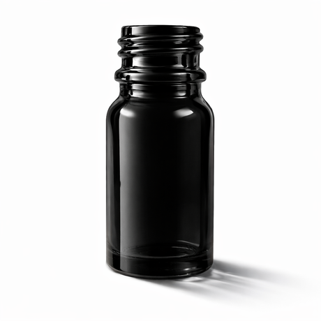 Black 10ml glass dropper bottle, empty cosmetic packaging for serums, oils and skincare formulations
