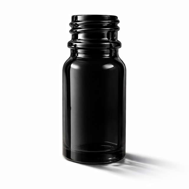Black 10ml glass dropper bottle, empty cosmetic packaging for serums, oils and skincare formulations