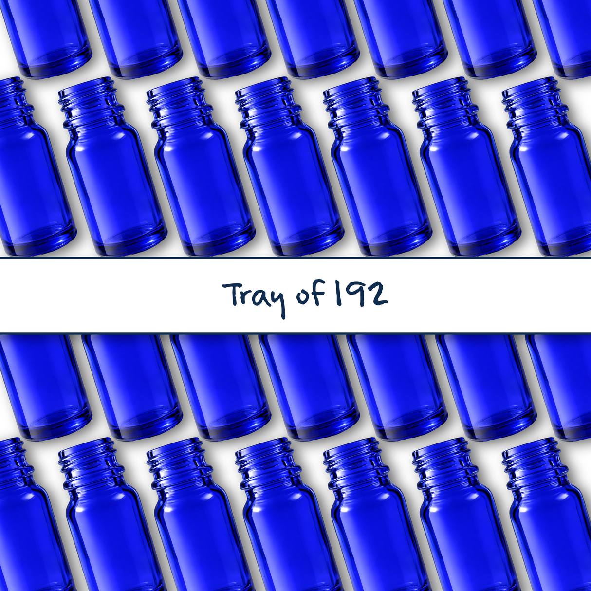 Collection of blue 10ml glass dropper bottle, empty cosmetic packaging for serums, oils and skincare formulations