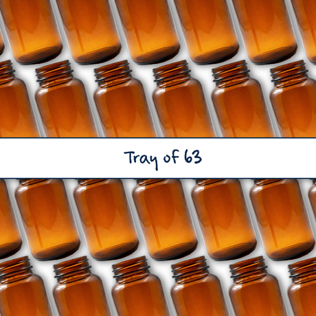 Collection of wide neck amber 120ml glass bottles, empty cosmetic packaging for serums, oils and skincare formulations