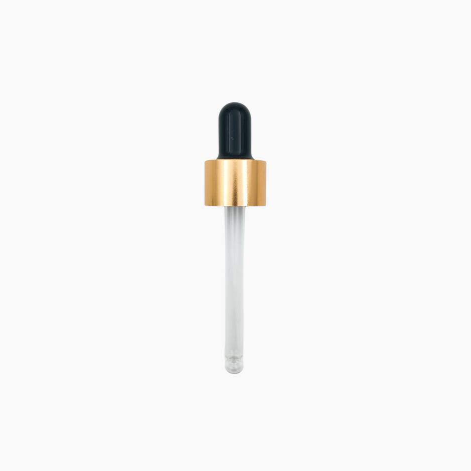 Gold Pipette Dropper (18mm) - Black - For 30ml Glass Bottle