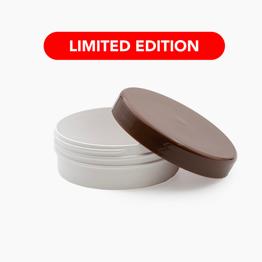 125ml White Body Butter Jar with Brown Lid (90mm neck)