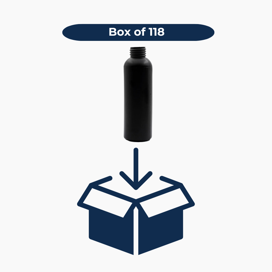 125 ml HDPE Boston Tall Bottle (24 mm neck) - No Closure - Black