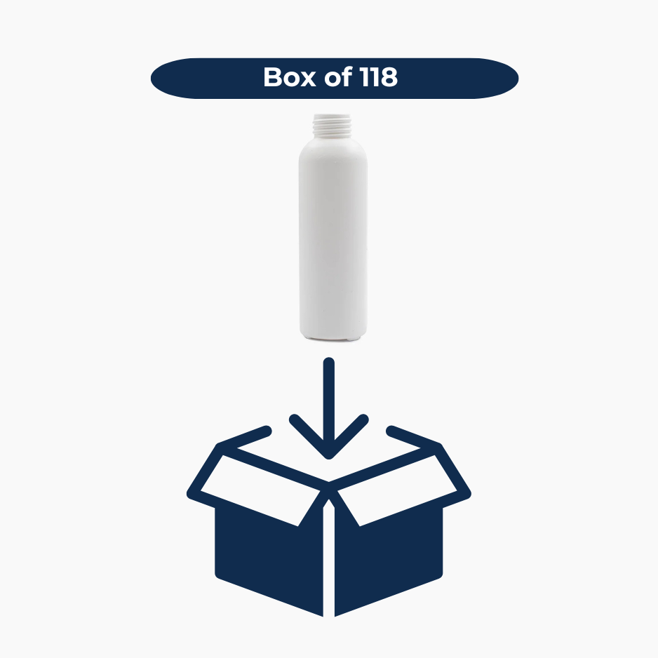 125 ml HDPE Boston Tall Bottle (24 mm neck) - No Closure - White