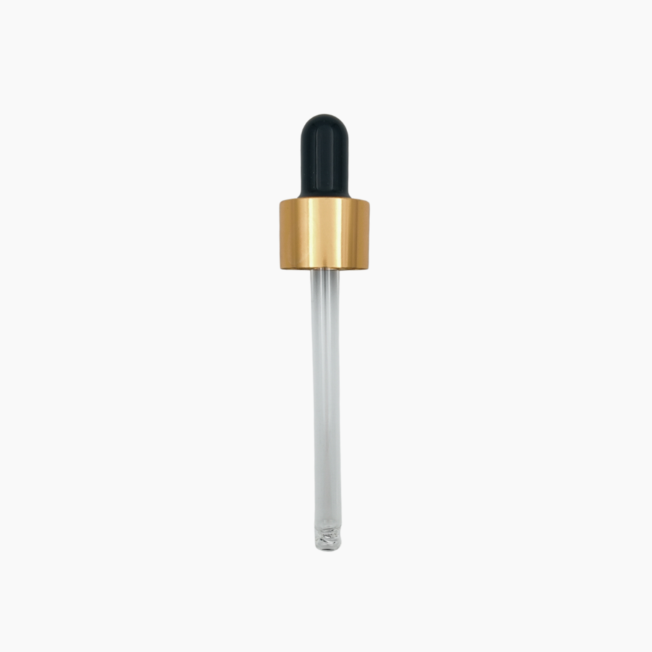 Gold Pipette Dropper (18mm) - Black - For 50ml Glass Bottle
