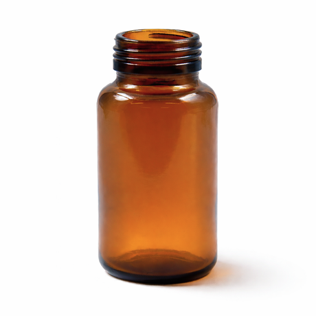 wide neck amber 140ml glass bottle, empty cosmetic packaging for serums, oils and skincare formulations