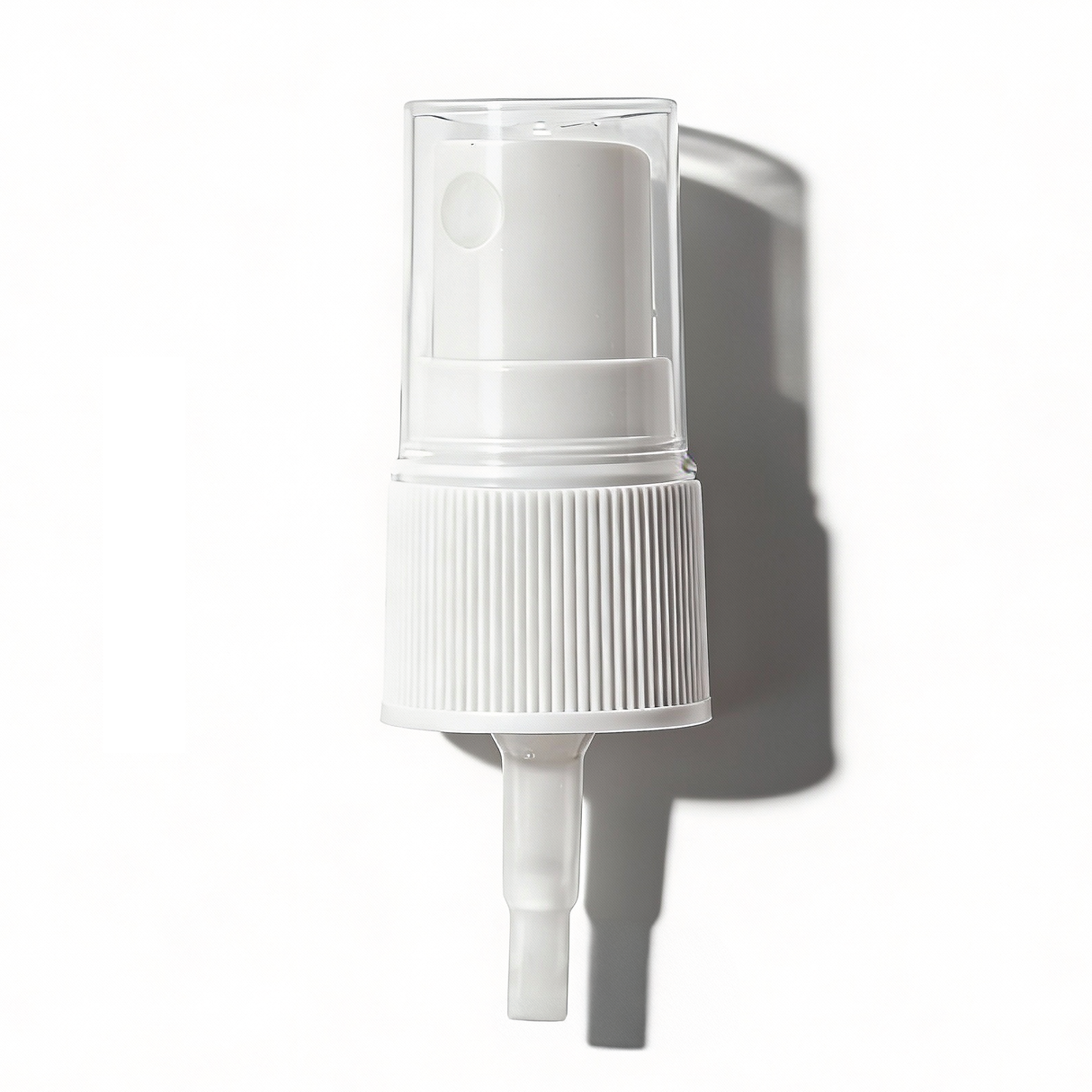 white 18 mm mist spray closure for cosmetic bottles, ideal for facial mists, perfumes and liquid personal care products