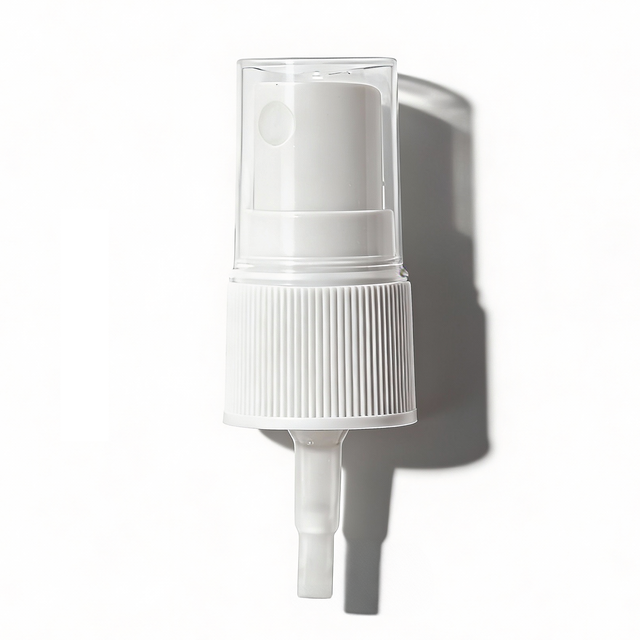 white 18 mm mist spray closure for cosmetic bottles, ideal for facial mists, perfumes and liquid personal care products