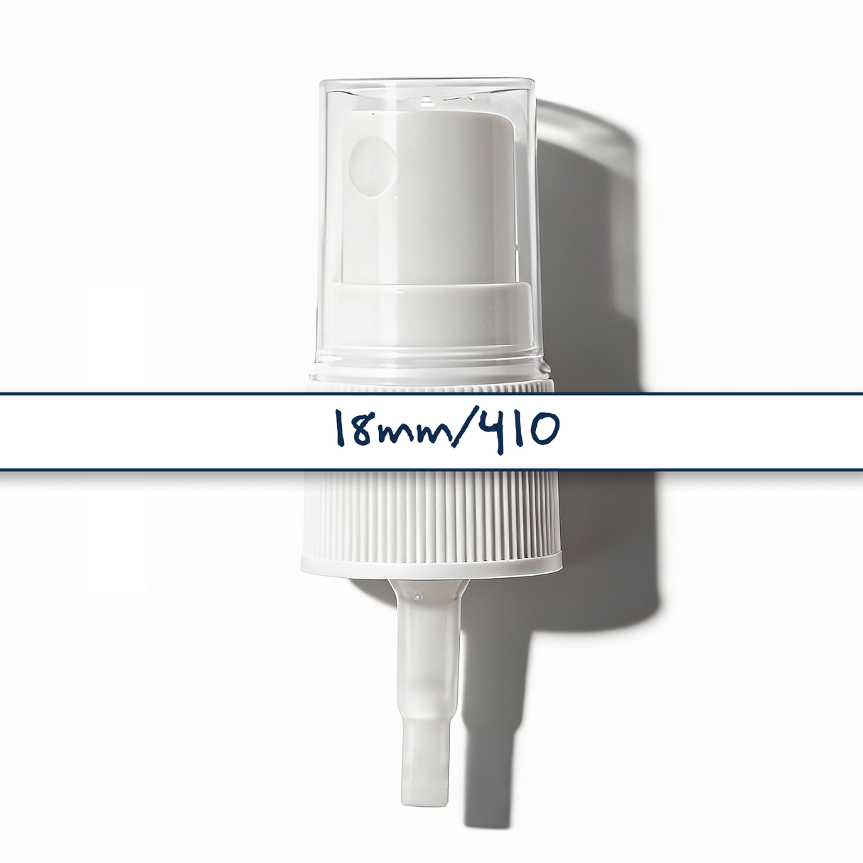 white 18 mm mist spray closure for cosmetic bottles, ideal for facial mists, perfumes and liquid personal care products