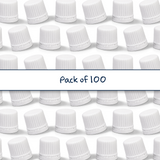 Multiple 18 mm white fast flow dropper caps for cosmetic and skincare bottles
