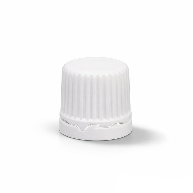 18 mm white slow flow dropper cap for glass dropper bottles used in cosmetics and personal care