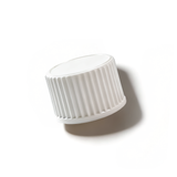 White 18 mm poly cone cap for plastic bottles, providing a secure seal for cosmetic, pharmaceutical and liquid product packaging