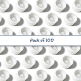 Multiple white 18 mm poly cone caps for plastic bottles, providing a secure seal for cosmetic, pharmaceutical and liquid product packaging