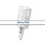 18 mm white serum pump for cosmetic bottles, ideal for dispensing skincare serums, treatments and liquid beauty products