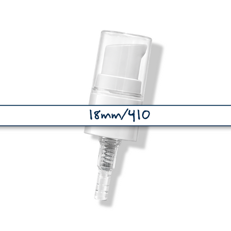 18 mm white serum pump for cosmetic bottles, ideal for dispensing skincare serums, treatments and liquid beauty products