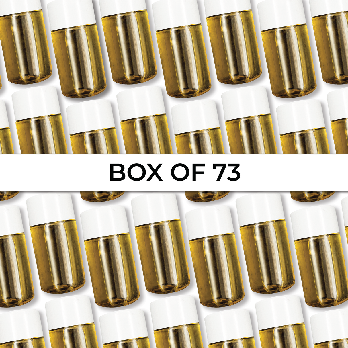Box of 73 50 ml bottles of Brightpack tissue oil infused with essential oils for skin nourishment.