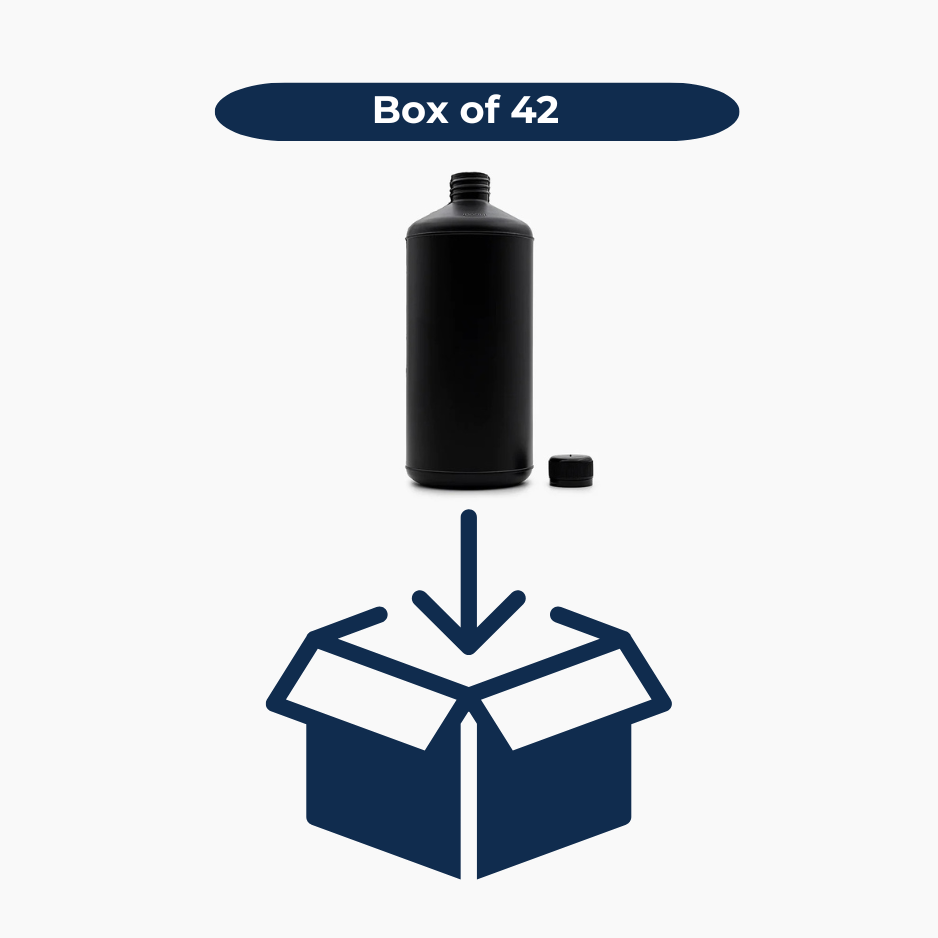1 L HDPE Bottle (28 mm neck) - With Closure - Black