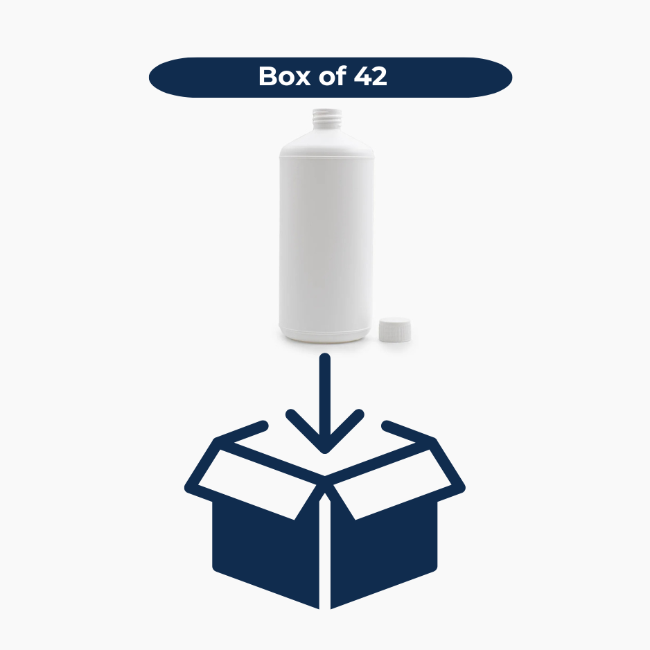 1 L HDPE Bottle (28 mm neck) - With Closure - White