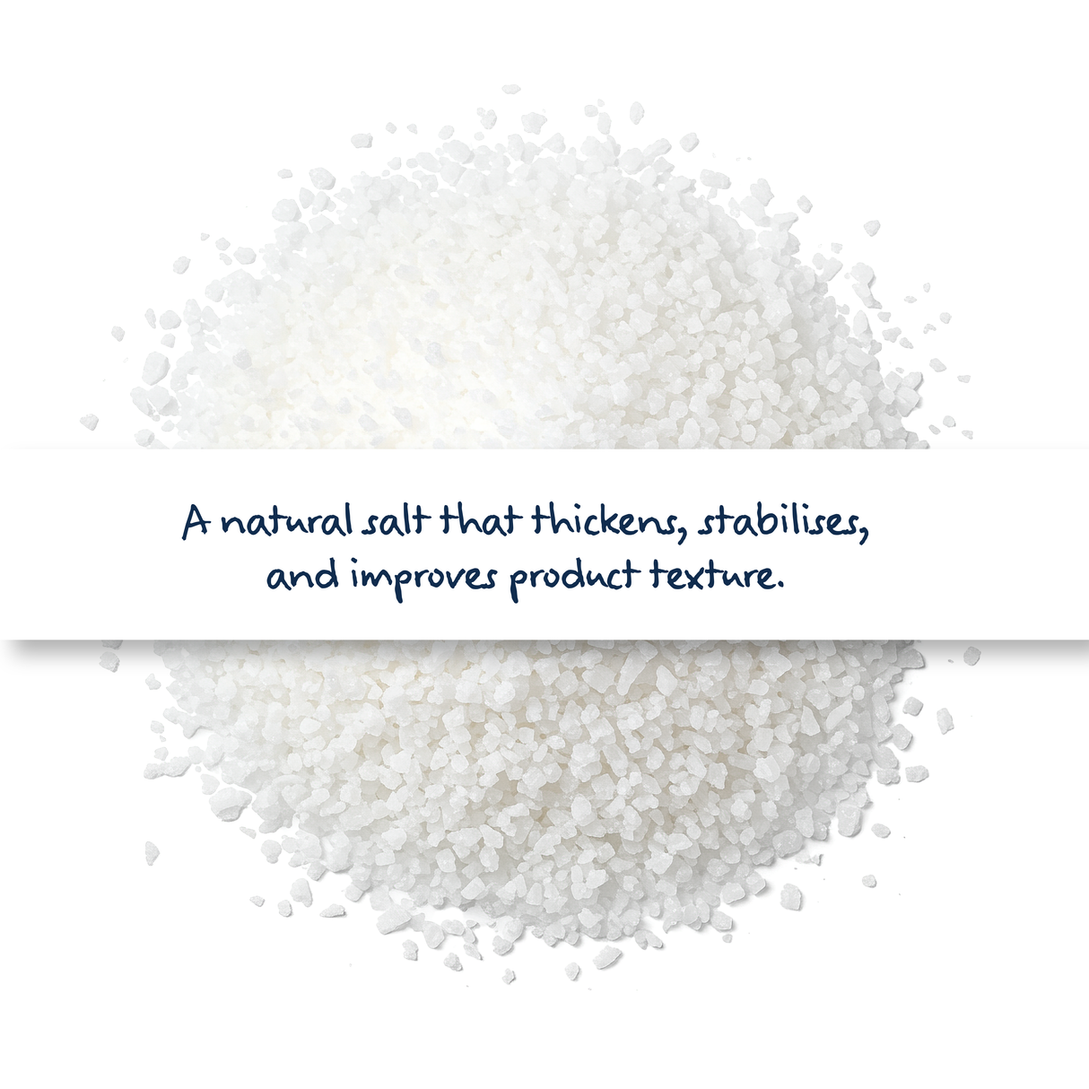 Sodium Chloride NaCl cosmetic ingredient, natural salt used in skincare and haircare to adjust viscosity and stabilise formulations