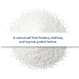 Sodium Chloride NaCl cosmetic ingredient, natural salt used in skincare and haircare to adjust viscosity and stabilise formulations