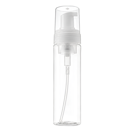 The 200ml Clear Foam Bottle is a sleek, clean packaging solution perfect for dispensing foaming cleansers, soaps, and mousses.