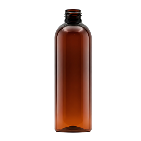 200ml PET Boston Tall Translucent Amber Bottle 24/410 mm neck, is a stylish and functional packaging option designed to protect light-sensitive products like essential oils, serums, and cosmetics.