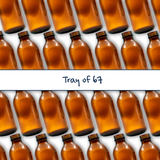 Collection of wide neck amber 200ml glass bottles, empty cosmetic packaging for serums, oils and skincare formulations