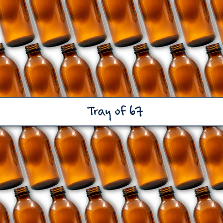 Collection of wide neck amber 200ml glass bottles, empty cosmetic packaging for serums, oils and skincare formulations