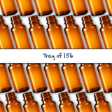 Collection of amber 20ml glass dropper bottles, empty cosmetic packaging for serums, oils and skincare formulations