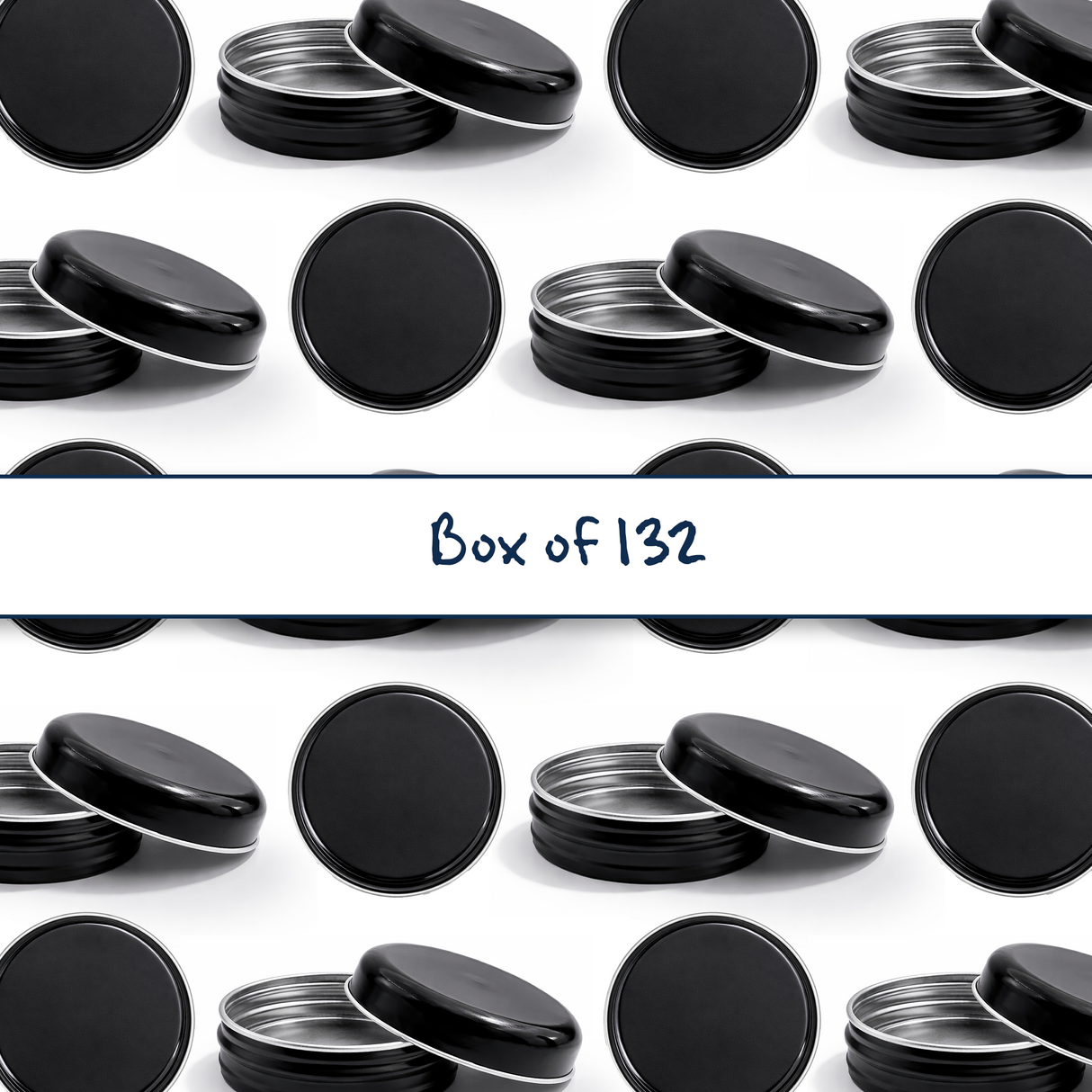 Collection of black 20ml aluminium tin containers, cosmetic packaging for lip balms, creams, balms and skincare products