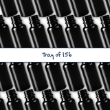 Collection of black 20ml glass dropper bottles, empty cosmetic packaging for serums, oils and skincare formulations