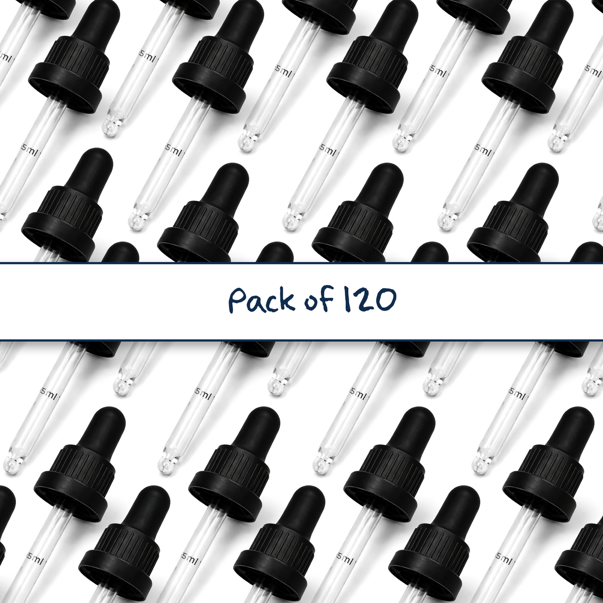 Black glass pipette droppers for cosmetic bottles, ideal for precise dispensing of serums, oils and skincare liquids ideal for 20ml bottles