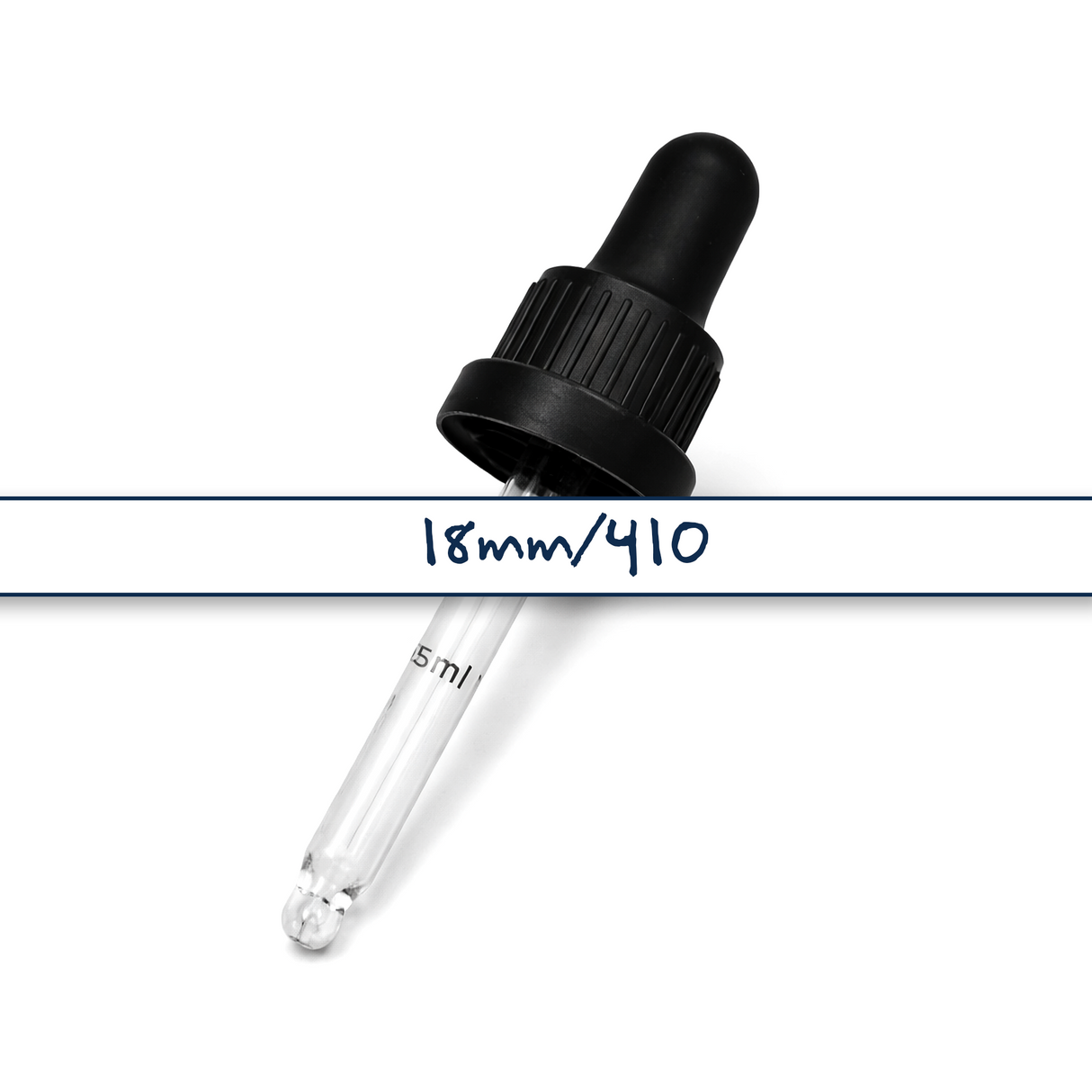 Black glass pipette dropper for cosmetic bottles, ideal for precise dispensing of serums, oils and skincare liquids ideal for 20ml bottles