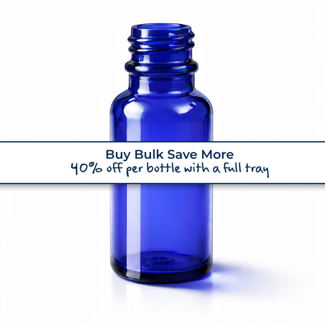 Buy bulk save more, blue 20ml glass dropper bottle, empty cosmetic packaging for serums, oils and skincare formulations