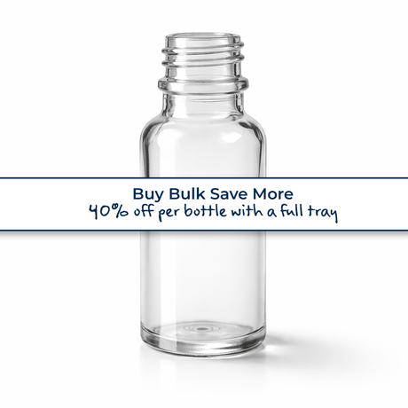 Buy bulk save more, clear 20ml glass dropper bottle, empty cosmetic packaging for serums, oils and skincare formulations