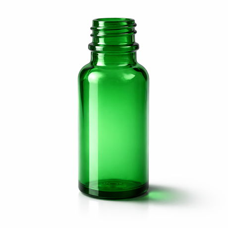 Green 20ml glass dropper bottle, empty cosmetic packaging for serums, oils and skincare formulations