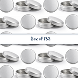 Collection of silver 20ml aluminium tin containers, cosmetic packaging for lip balms, creams, balms and skincare products