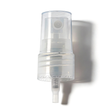 Clear 20 mm mist spray closure for cosmetic bottles, suitable for facial mists, perfumes, toners and liquid personal care packaging