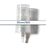 Clear 20 mm mist spray closure for cosmetic bottles, suitable for facial mists, perfumes, toners and liquid personal care packaging