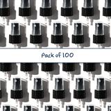 Multiple black 20 mm mist spray closure for cosmetic bottles, suitable for facial mists, perfumes, toners and liquid personal care packaging