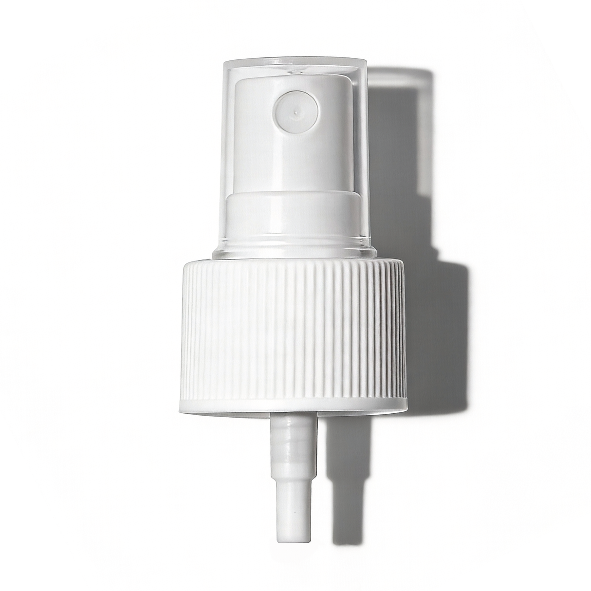 White 20 mm mist spray closure for cosmetic bottles, suitable for facial mists, perfumes, toners and liquid personal care packaging