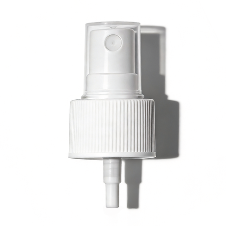 White 20 mm mist spray closure for cosmetic bottles, suitable for facial mists, perfumes, toners and liquid personal care packaging