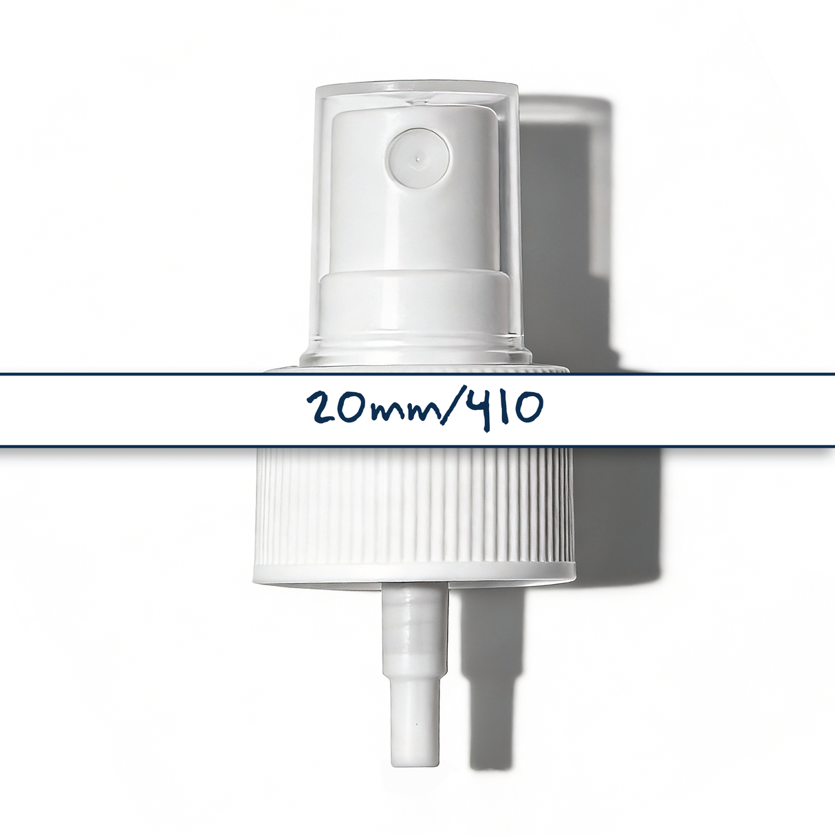 White 20 mm mist spray closure for cosmetic bottles, suitable for facial mists, perfumes, toners and liquid personal care packaging