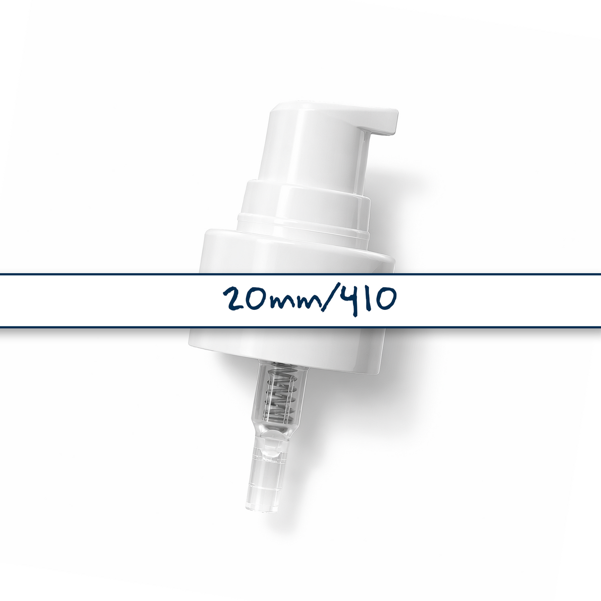 20mm white serum pump for cosmetic bottles, ideal for dispensing skincare serums, treatments and liquid beauty products